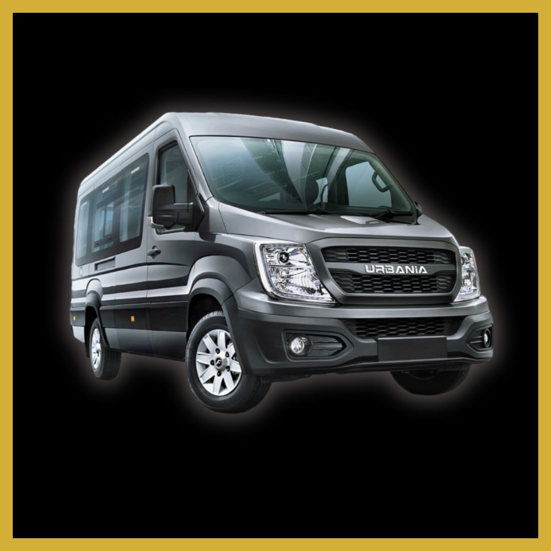 Black luxury motorhome by Hyderabad Luxe Caravans on a black background